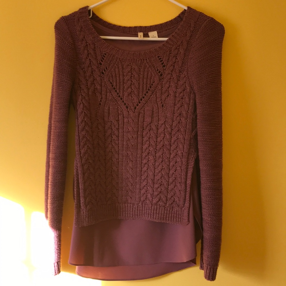 Knit sweater with built in blouse